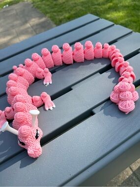3D Printed Dragon Unisex OS Pink Excellent Articulated Fidget Toy